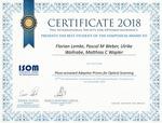 "Best Student Award" für "Piezo-actuated adaptive Prisms" an der ISOT 2018